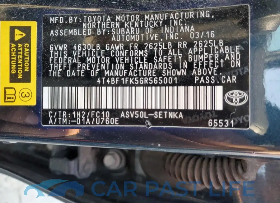 4T4BF1FK5GR565001# 12