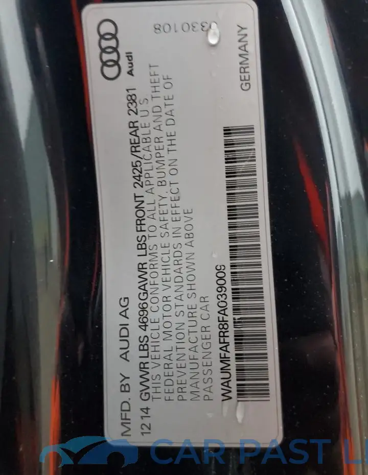 WAUMFAFR8FA039009# 12