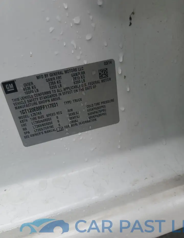 1GT120E88FF117831# 12