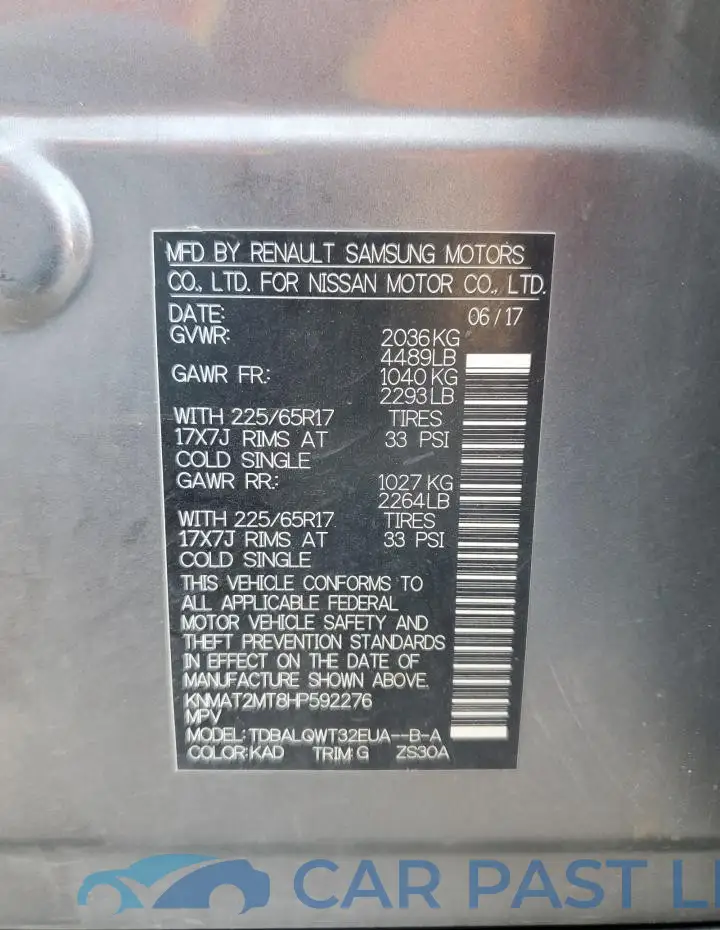 KNMAT2MT8HP592276# 13