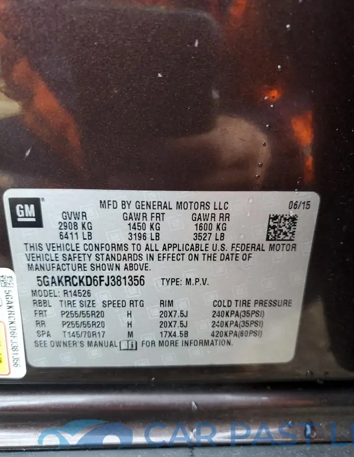 5GAKRCKD6FJ381356# 13
