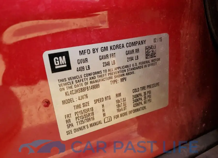 KL4CJHSB8FB149089# 13