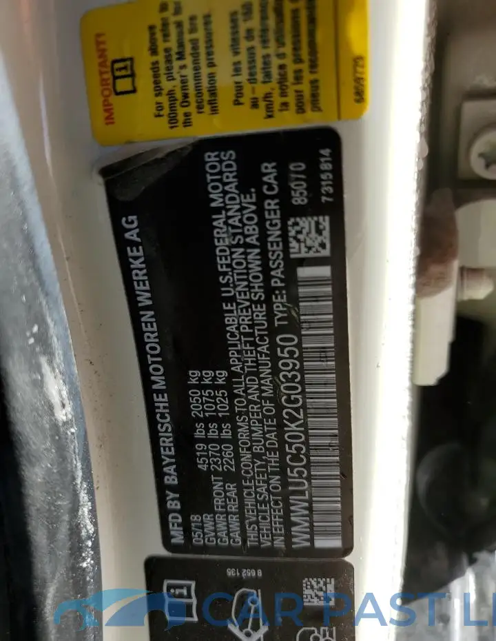 WMWLU5C50K2G03950# 14