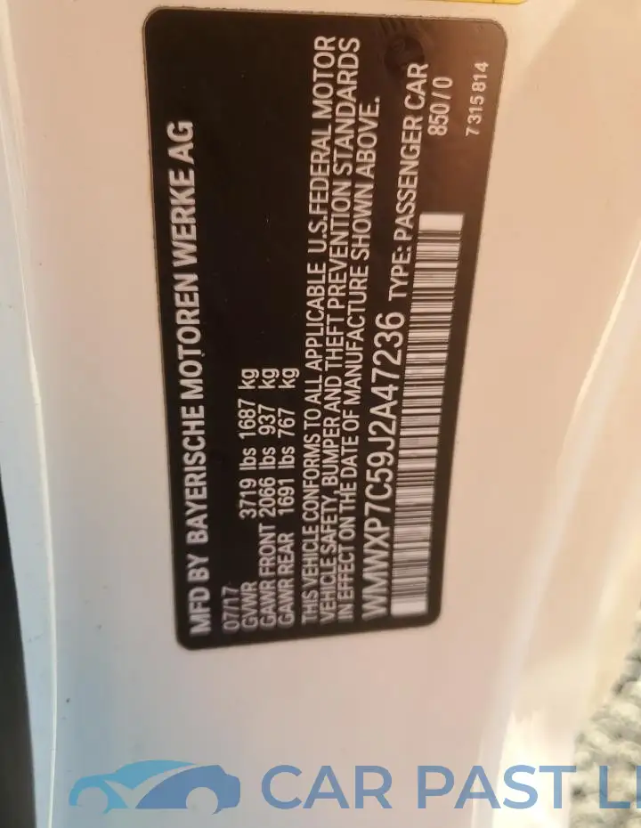 WMWXP7C59J2A47236# 12