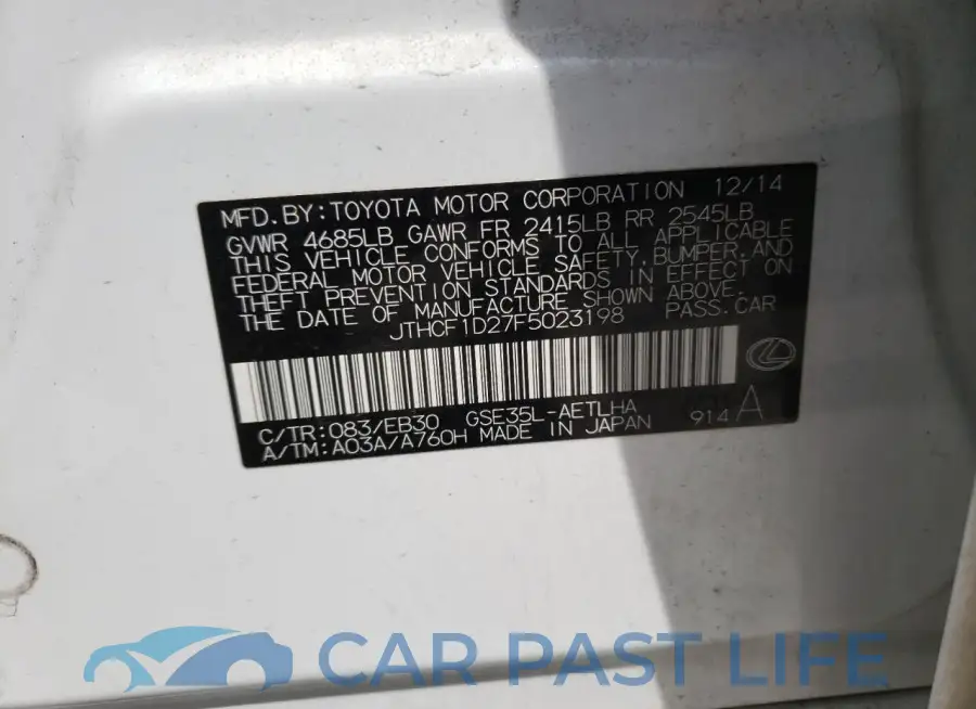 JTHCF1D27F5023198# 12