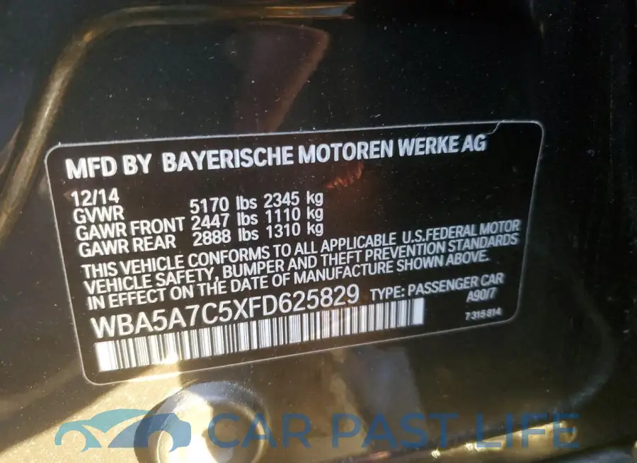WBA5A7C5XFD625829# 12