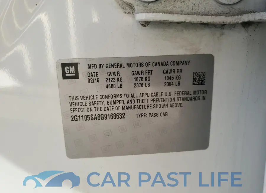 2G1105SA8G9168632# 12