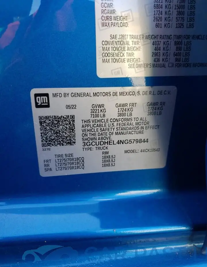 3GCUDHEL4NG579844# 12