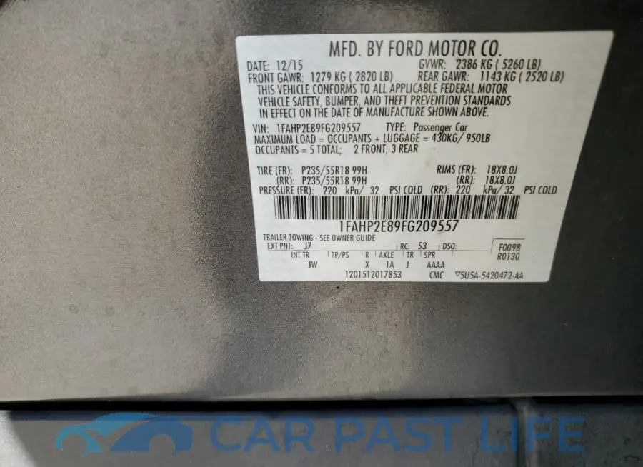 1FAHP2E89FG209557# 12