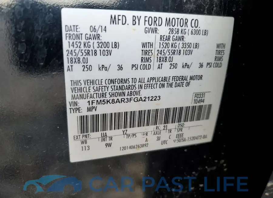 1FM5K8AR3FGA21223# 14