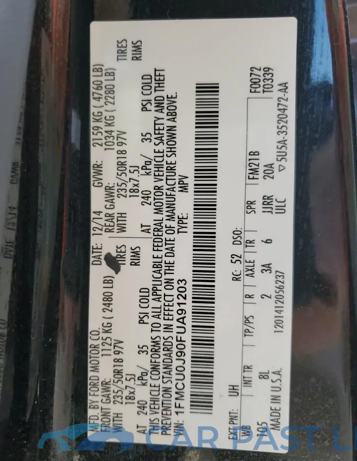 1FMCU0J90FUA91203# 12
