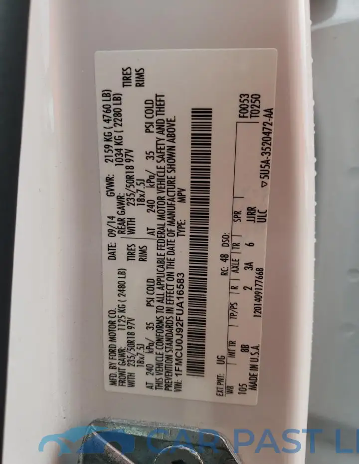 1FMCU0J92FUA16583# 13