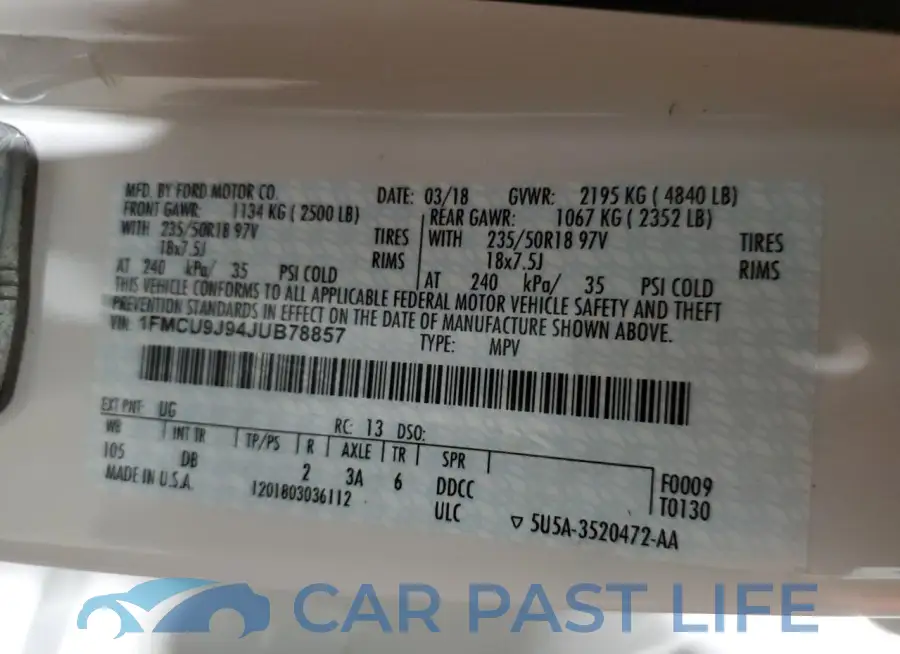 1FMCU9J94JUB78857# 13