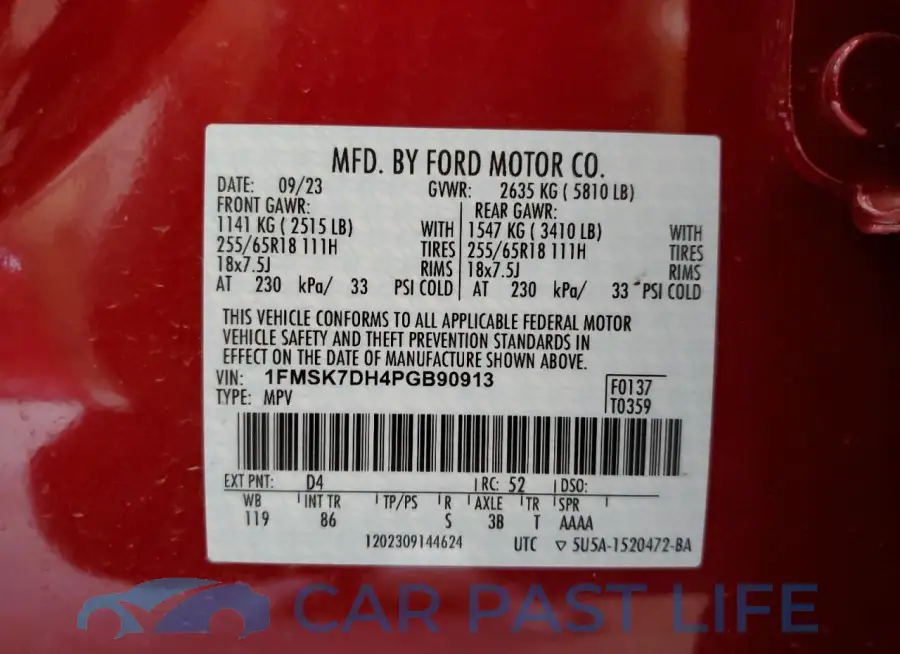1FMSK7DH4PGB90913# 14