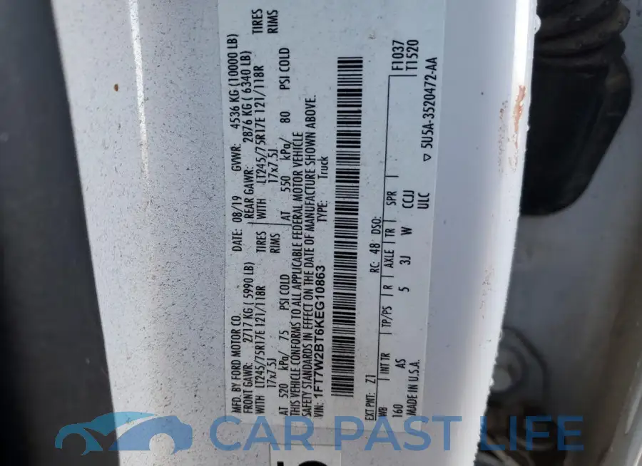 1FT7W2BT6KEG10863# 12