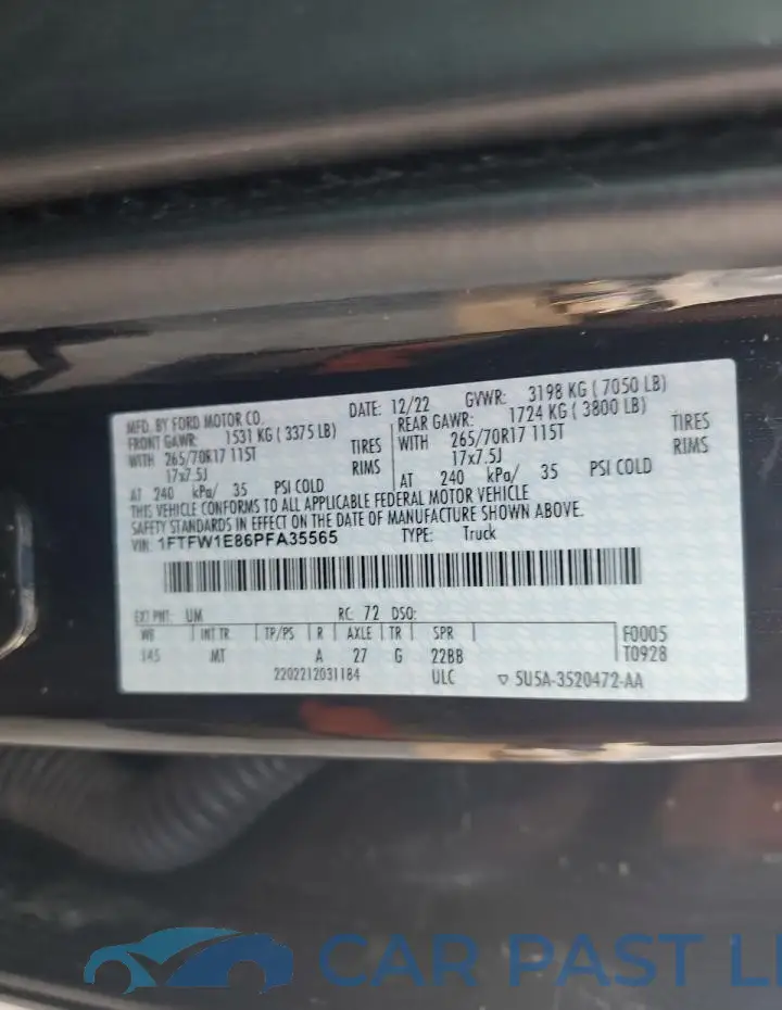 1FTFW1E86PFA35565# 13