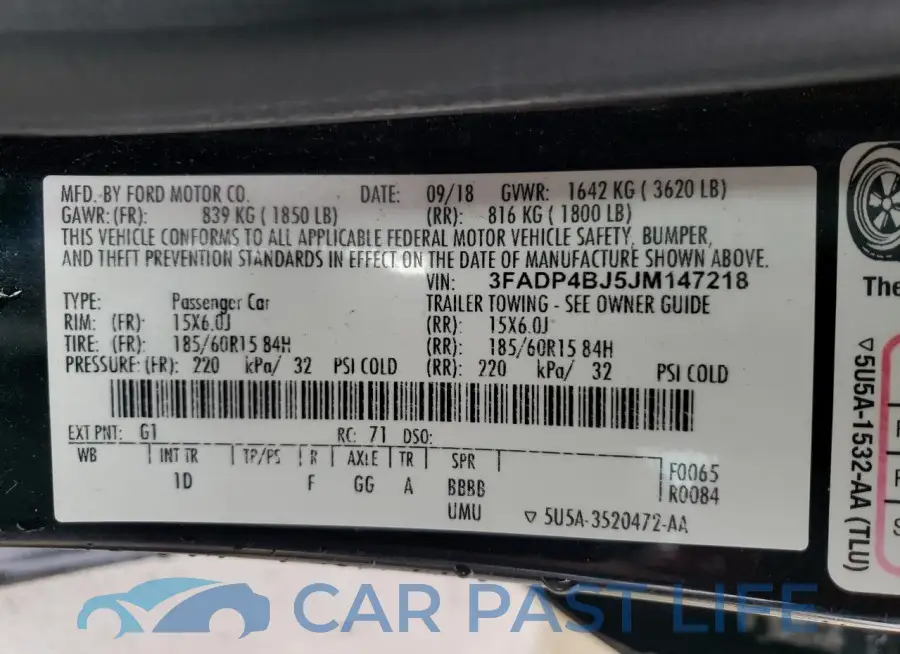 3FADP4BJ5JM147218# 12