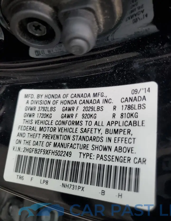 2HGFB2F9XFH502249# 13