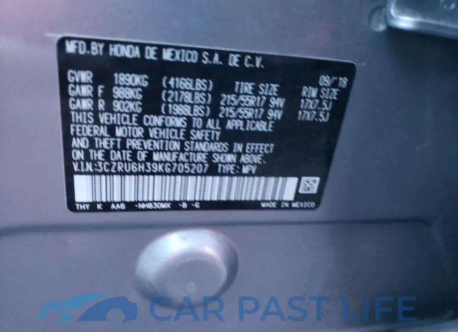 3CZRU6H39KG705207# 14