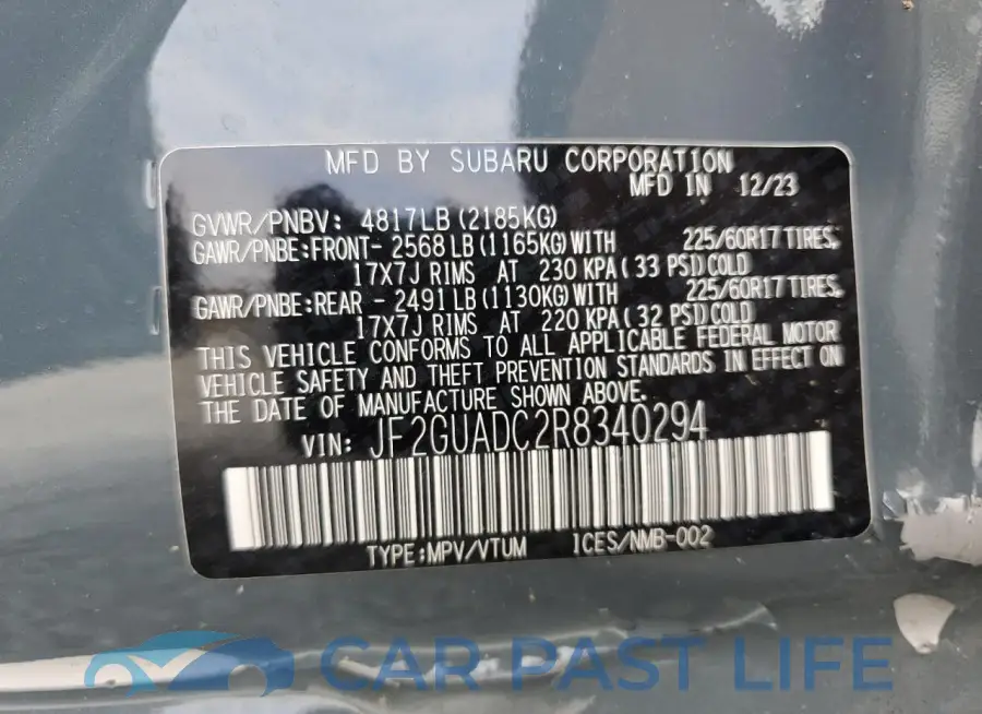 JF2GUADC2R8340294# 13
