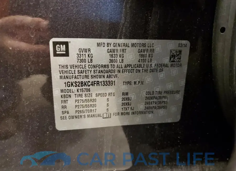 1GKS2BKC4FR133391# 13