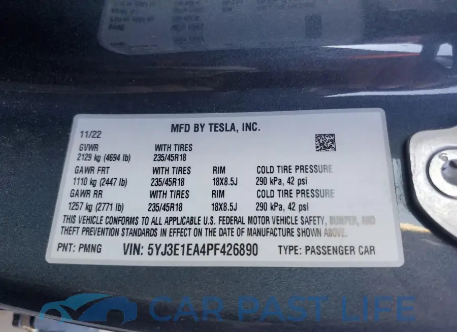 5YJ3E1EA4PF426890# 12