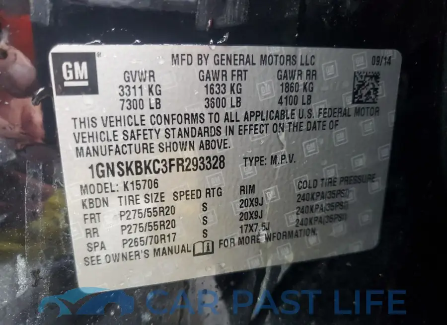 1GNSKBKC3FR293328# 13
