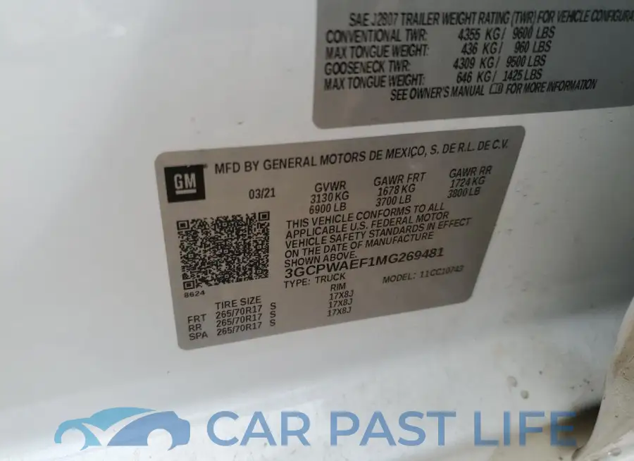 3GCPWAEF1MG269481# 12