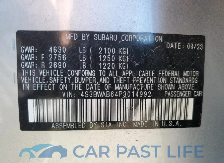 4S3BWAB64P3014992# 12