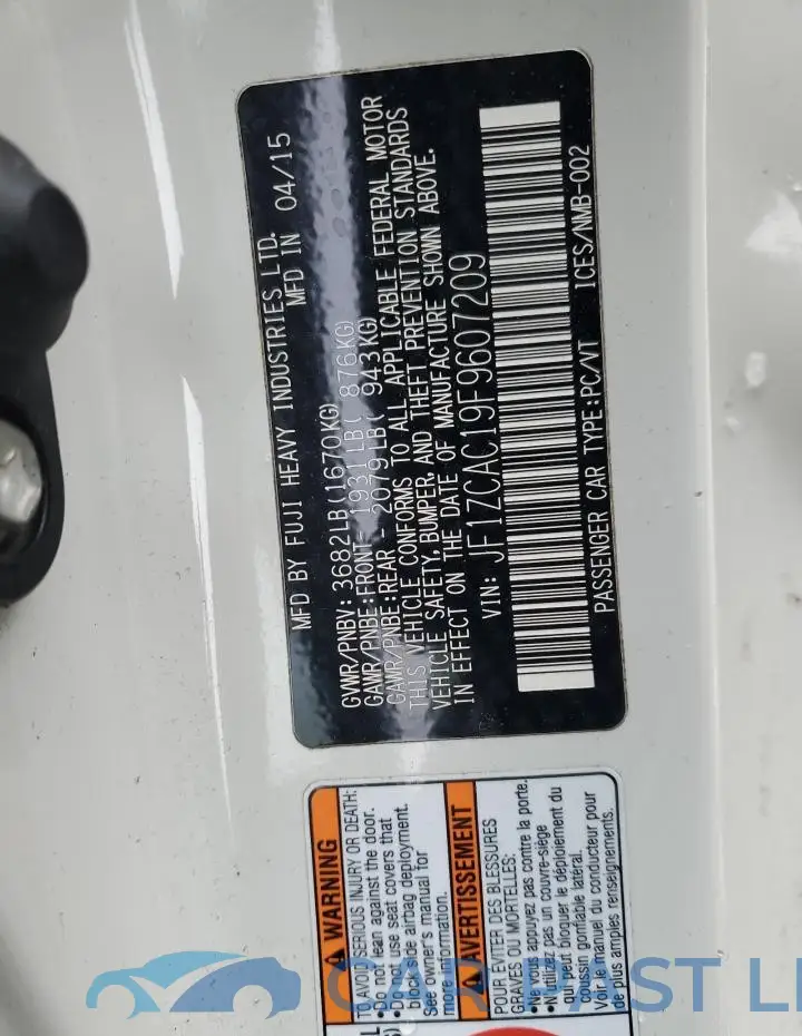 JF1ZCAC19F9607209# 12