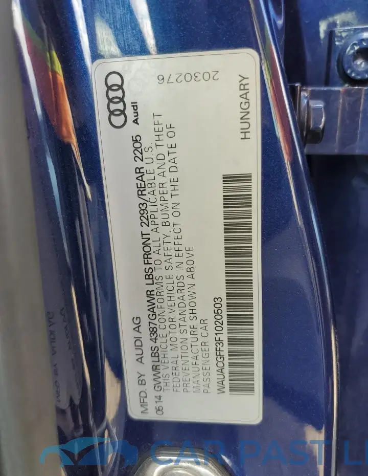 WAUACGFF3F1020503# 12