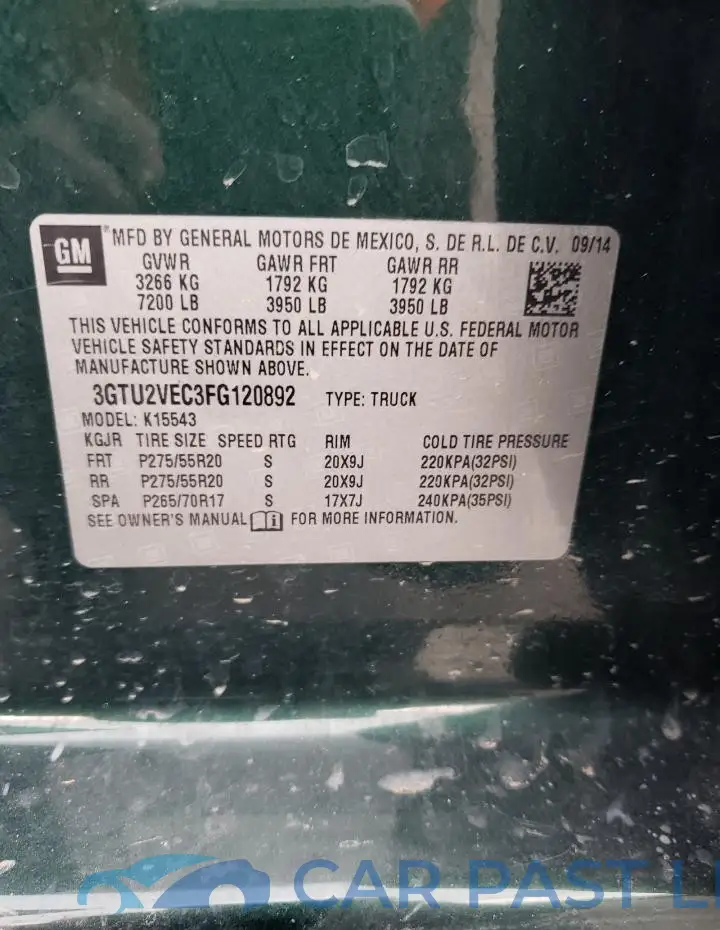 3GTU2VEC3FG120892# 12