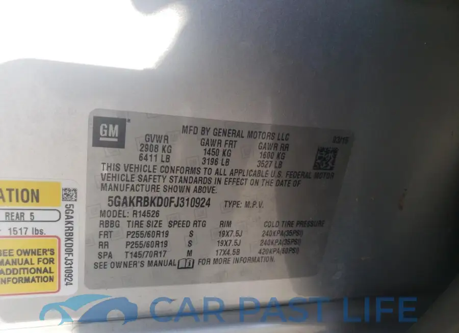 5GAKRBKD0FJ310924# 14