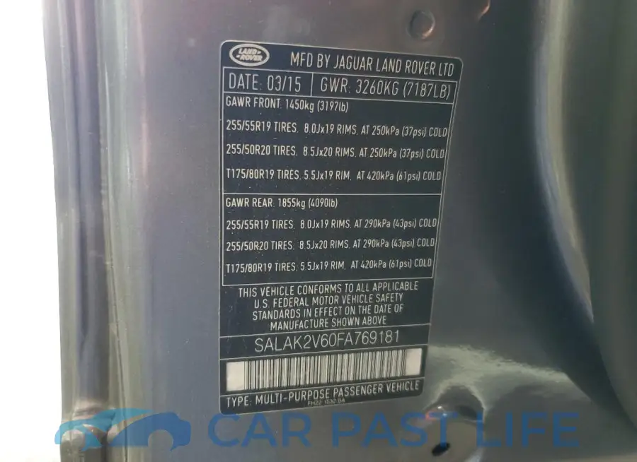 SALAK2V60FA769181# 13