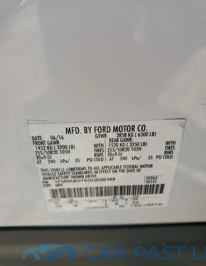 1FM5K8GT6GGD26168# 14
