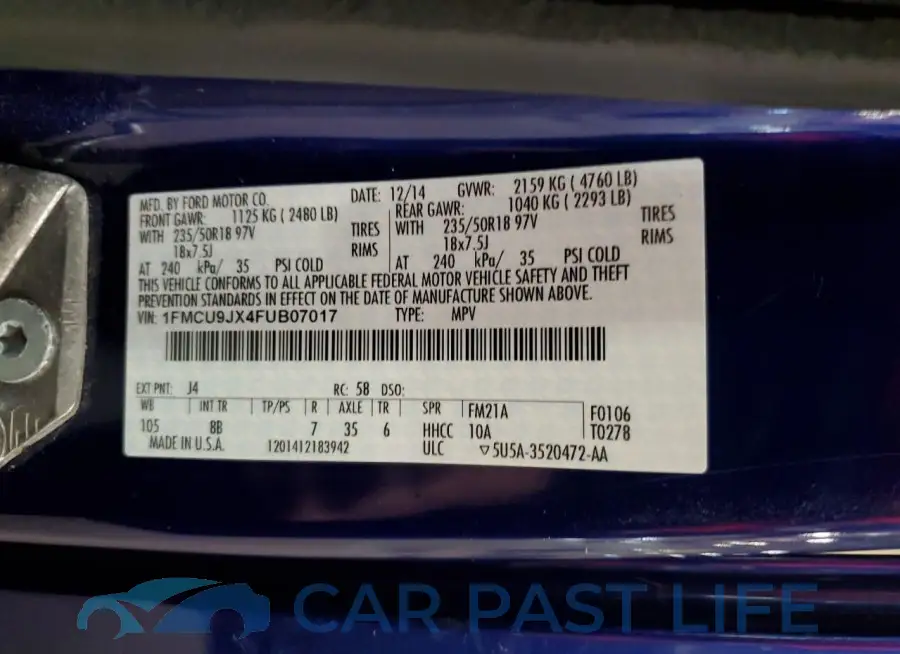 1FMCU9JX4FUB07017# 14