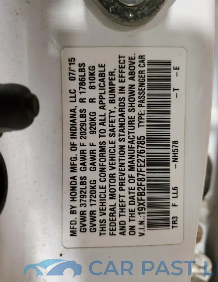 19XFB2F87FE276785# 12