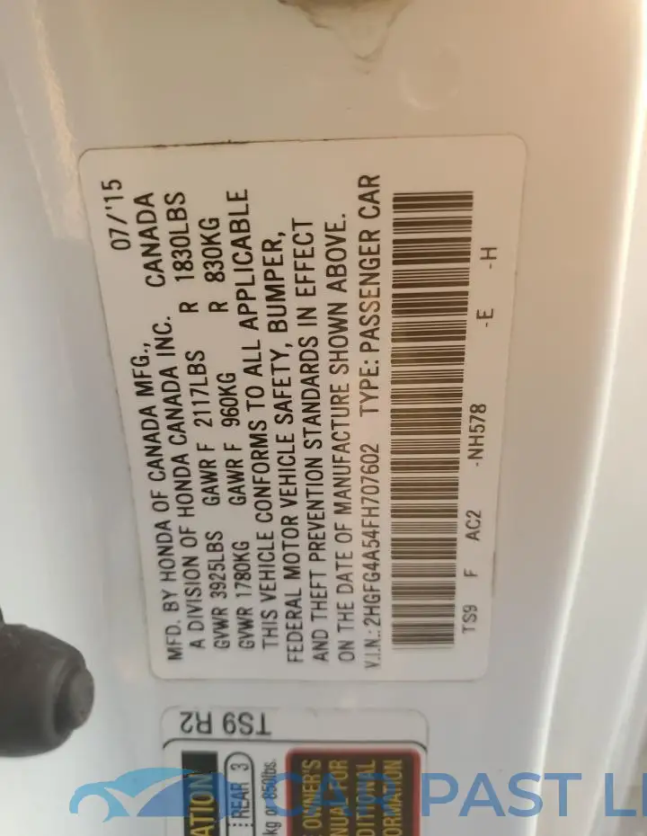 2HGFG4A54FH707602# 12