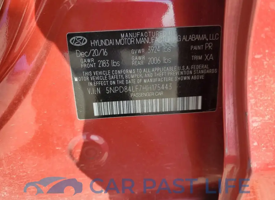 5NPD84LF7HH175443# 12
