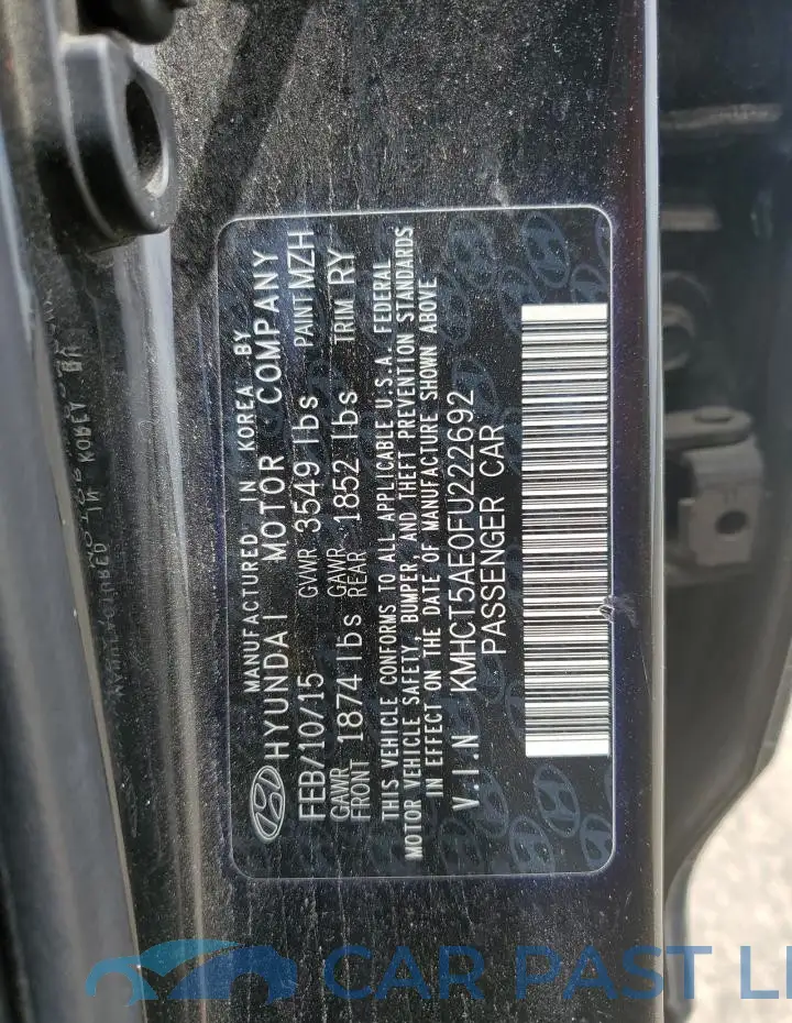 KMHCT5AE0FU222692# 12