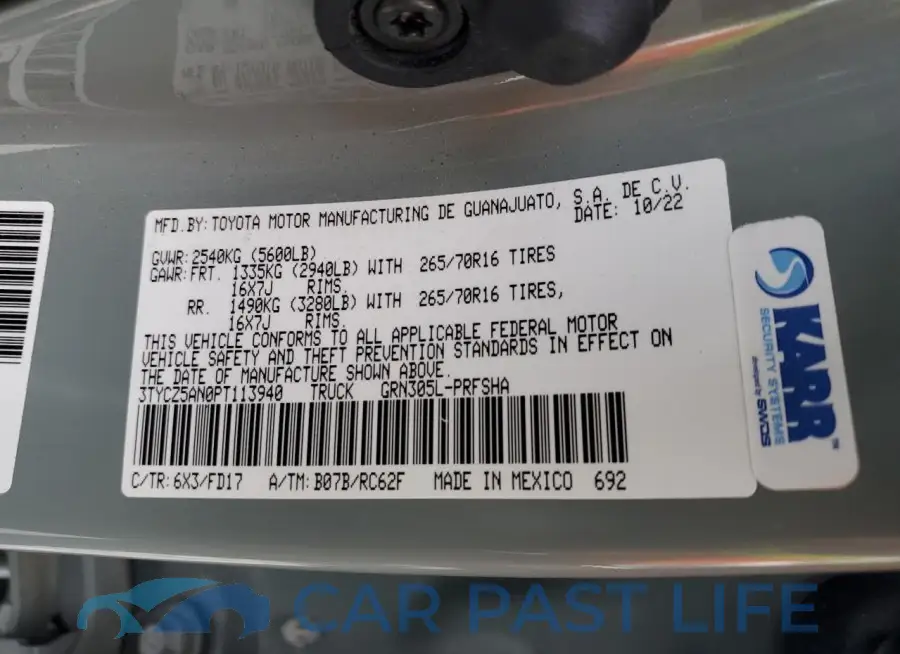 3TYCZ5AN0PT113940# 13