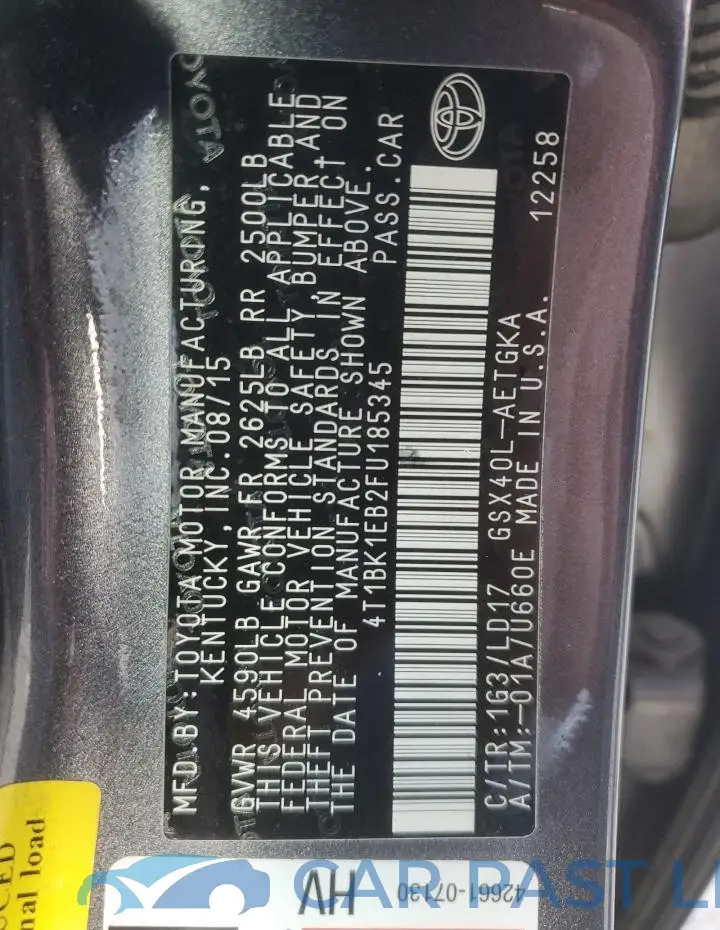 4T1BK1EB2FU185345# 13