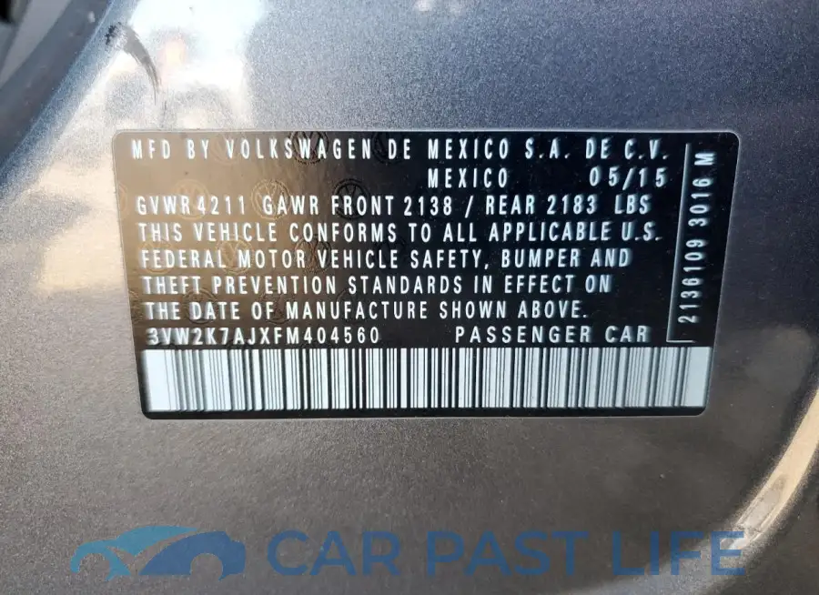 3VW2K7AJXFM404560# 13