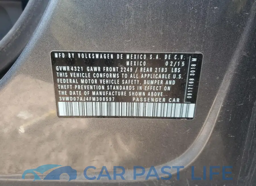 3VWD07AJ4FM308597# 12