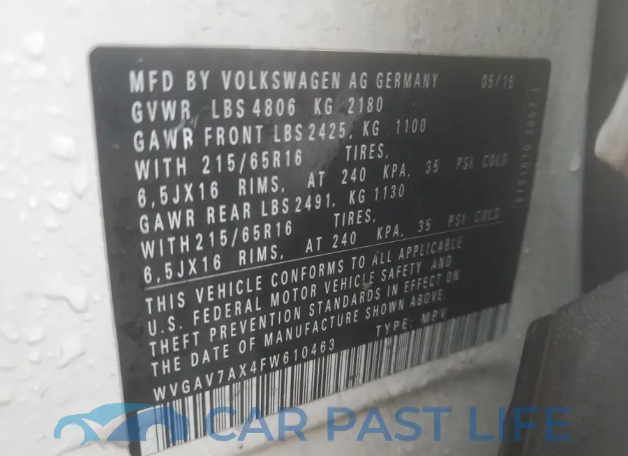 WVGAV7AX4FW610463# 13