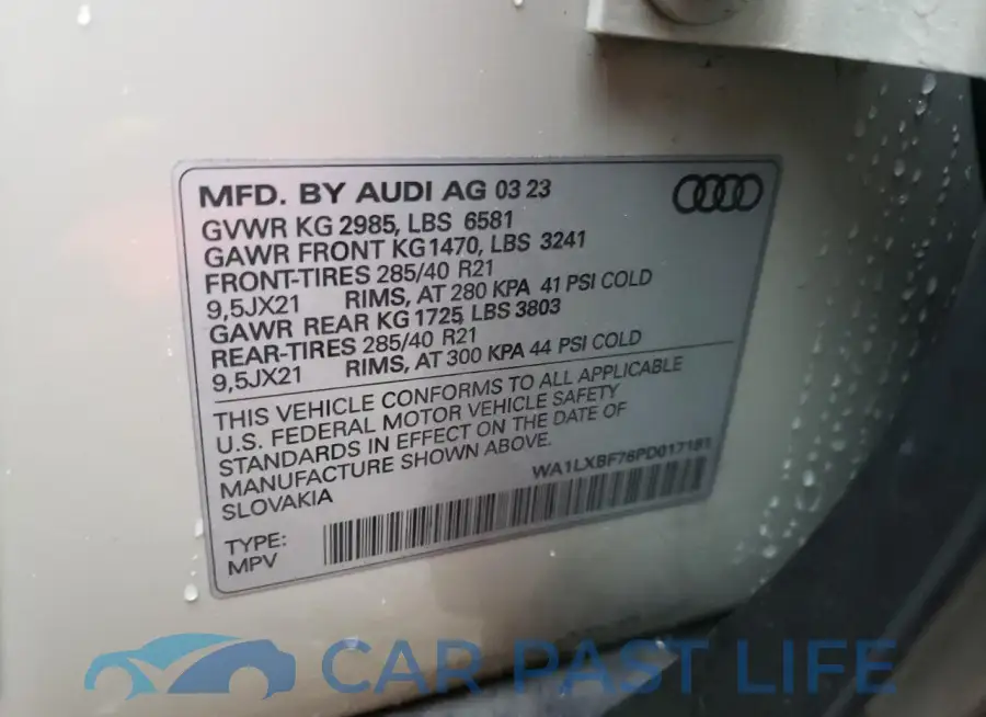 WA1LXBF76PD017181# 13