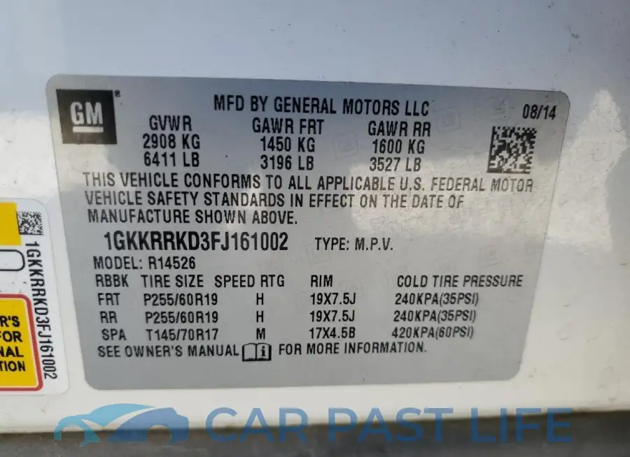 1GKKRRKD3FJ161002# 13