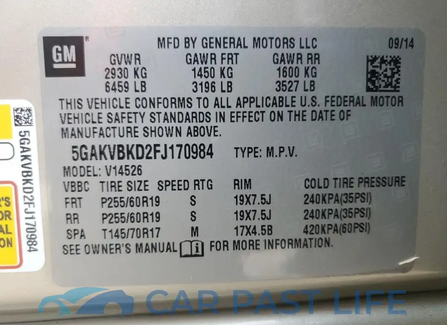 5GAKVBKD2FJ170984# 13