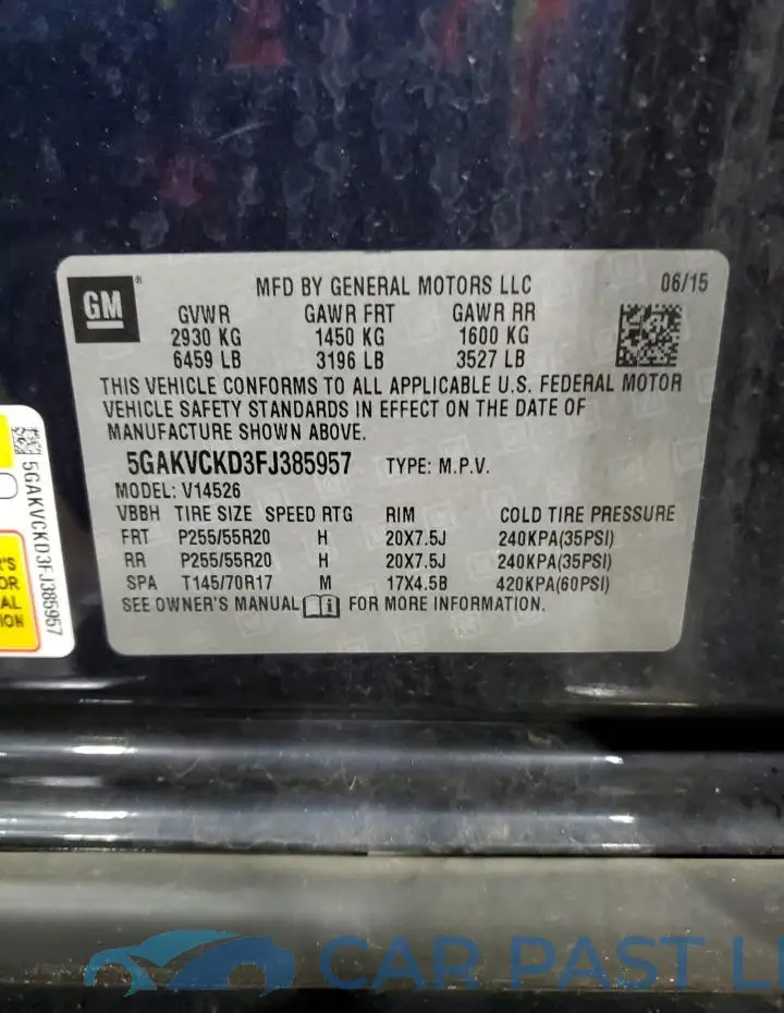 5GAKVCKD3FJ385957# 13