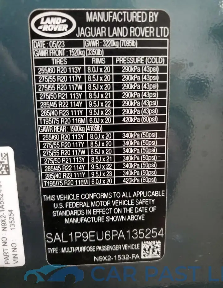 SAL1P9EU6PA135254# 13